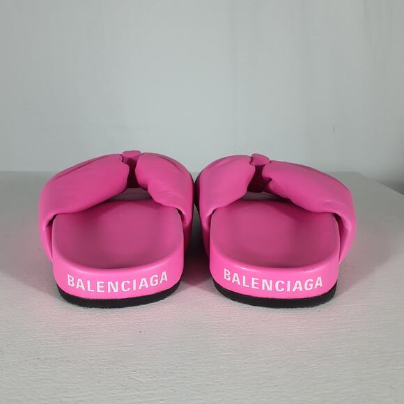 Balenciaga Puffy Mule Pink Leather Sandals Size 8 US / 38 EU - Picture 4 of 6